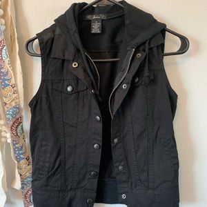 Denim hooded vest